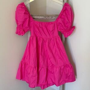 NWOT Bright Pink Puff Sleeve Dress